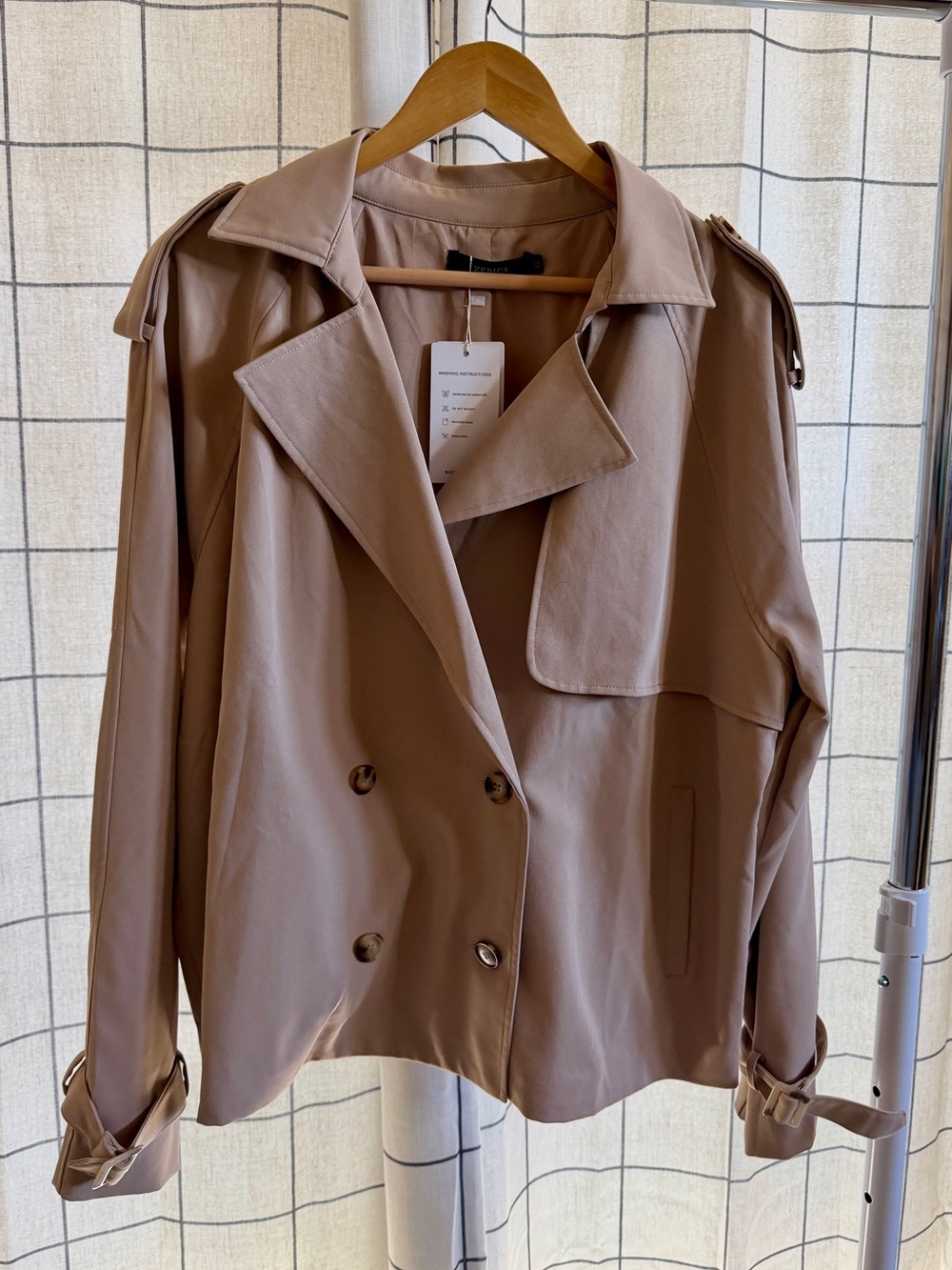 Zesica Women’s Tan Double-Breasted Trench Coat Jacket XL NWT